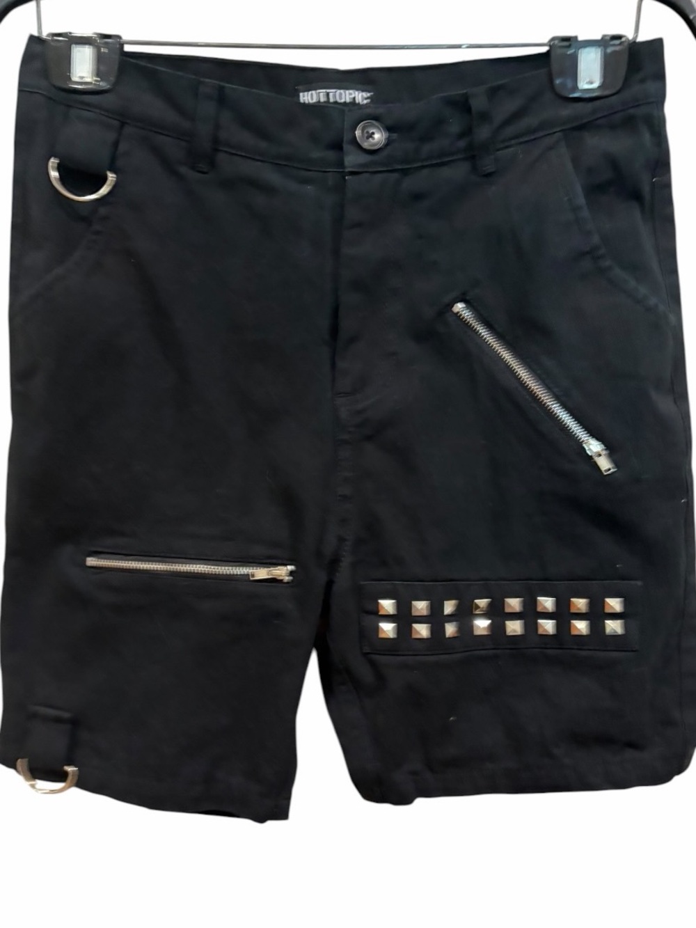 Hot Topic Black Studded Zip Pocket moto grunge punk shorts size 30